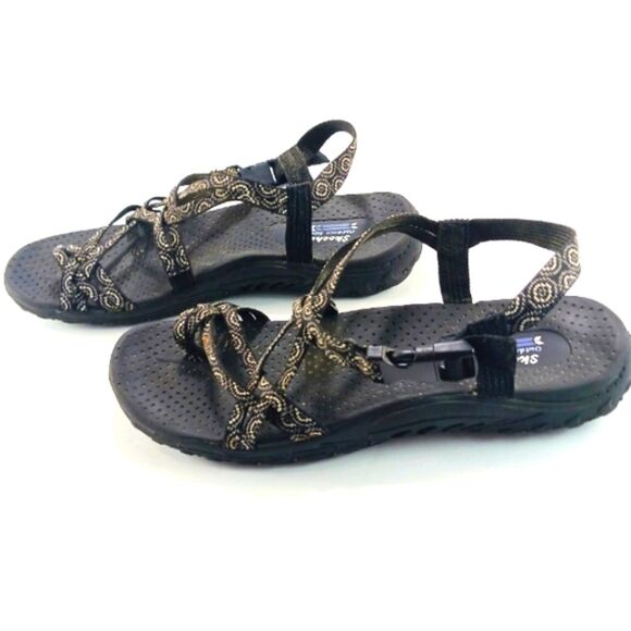 Skechers Outdoor Lifestyle Strappy Sandals Womans 10. Black and Gold Boho Chic.. - Picture 6 of 10